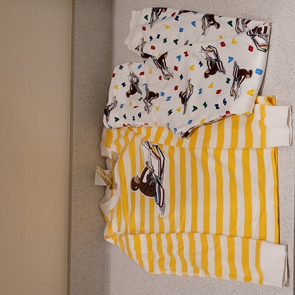NWT Hanna Andersson Curious George Story Time Long John Pajama Set. - Picture 2 of 11